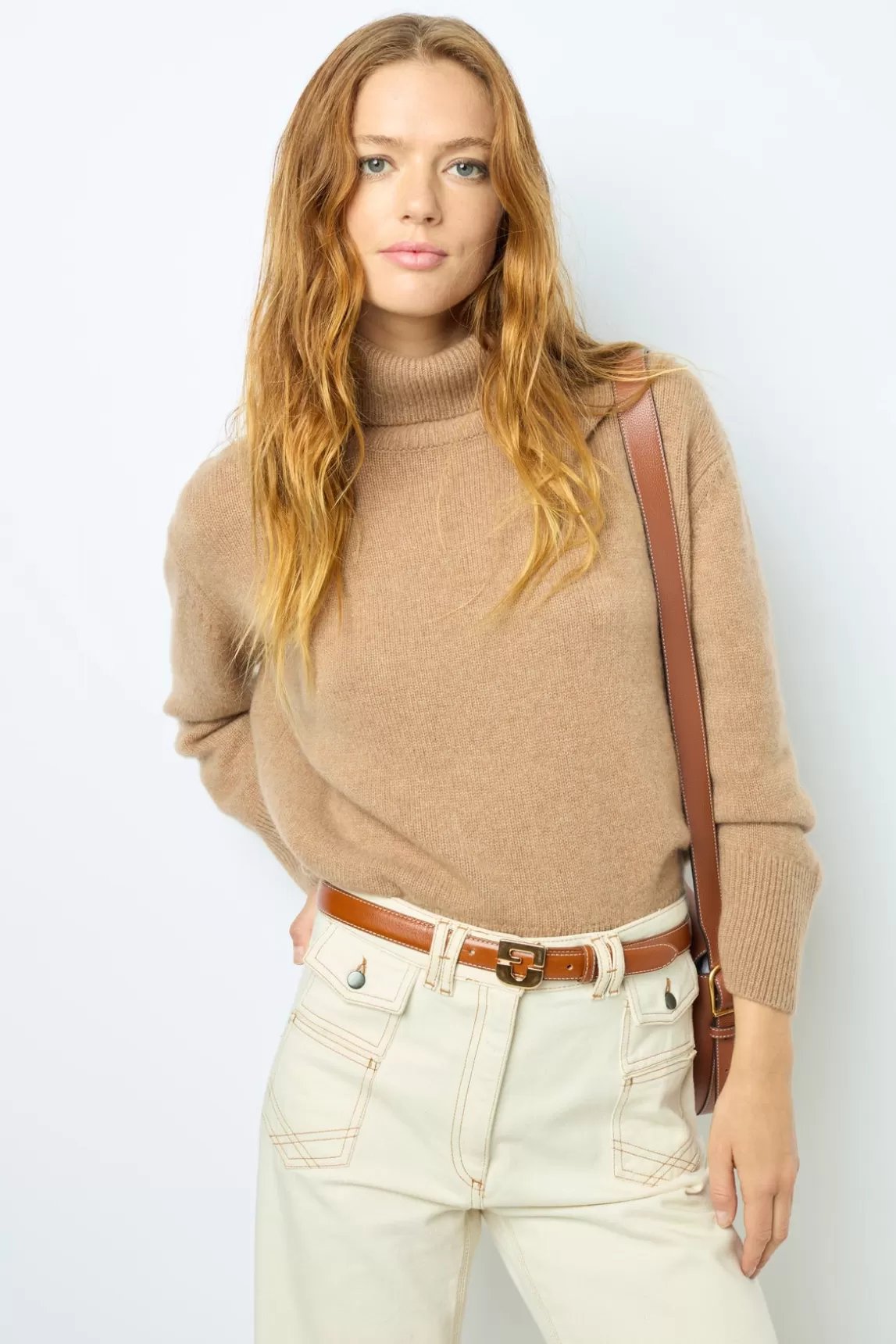 Flash Sale Gerard Darel ANNA - High-waisted wide-leg pants in jean Camel