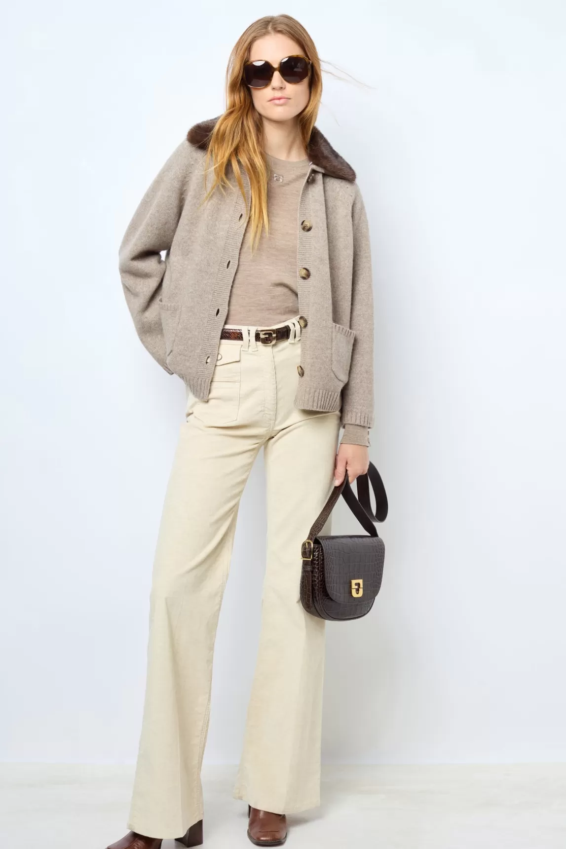 Flash Sale Gerard Darel Cashmere cardigan with collar and fingerless gloves - JADWIGE Sable