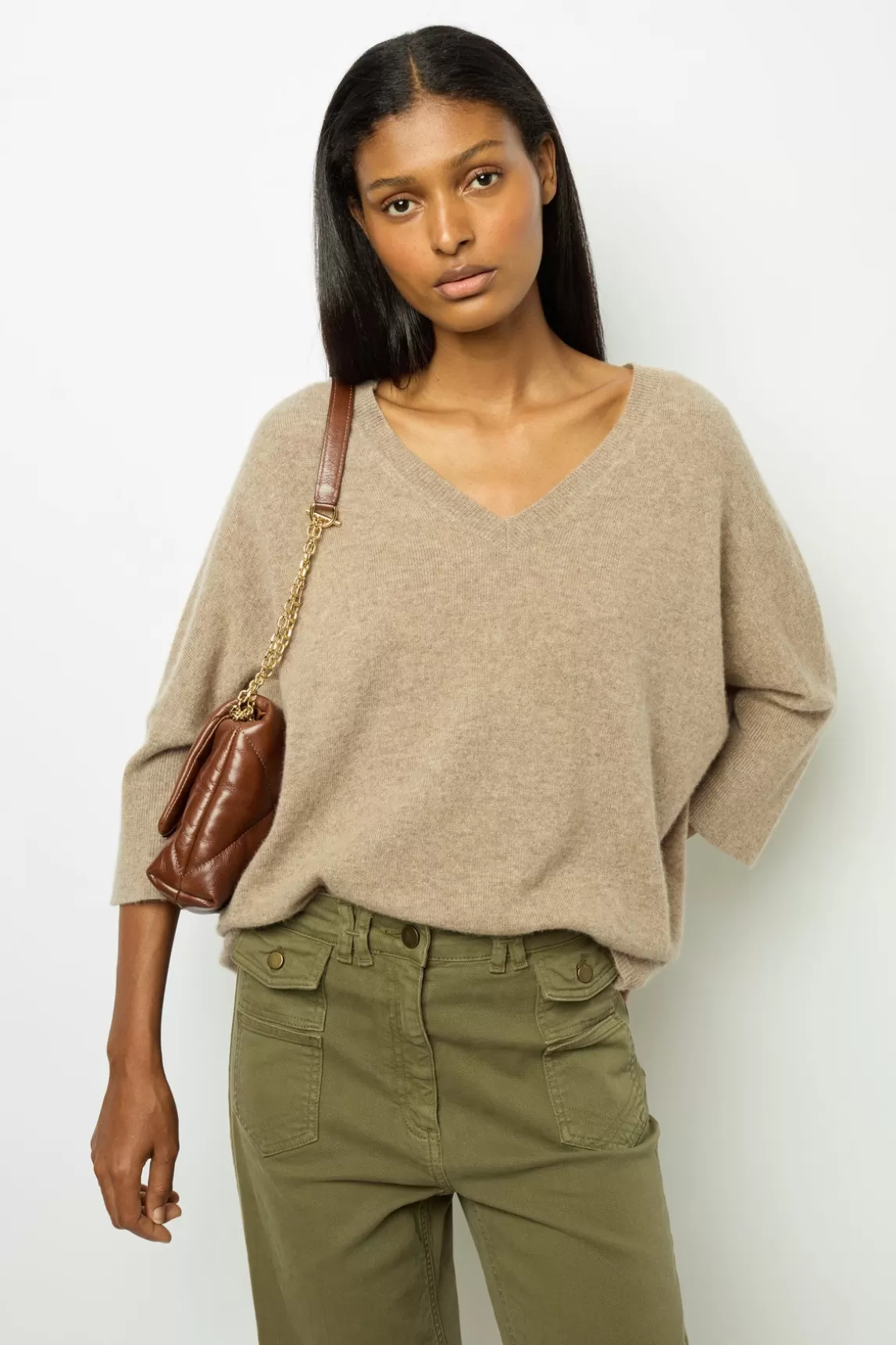Flash Sale Gerard Darel Cashmere tunic sweater - LENKA Pinkishbeige