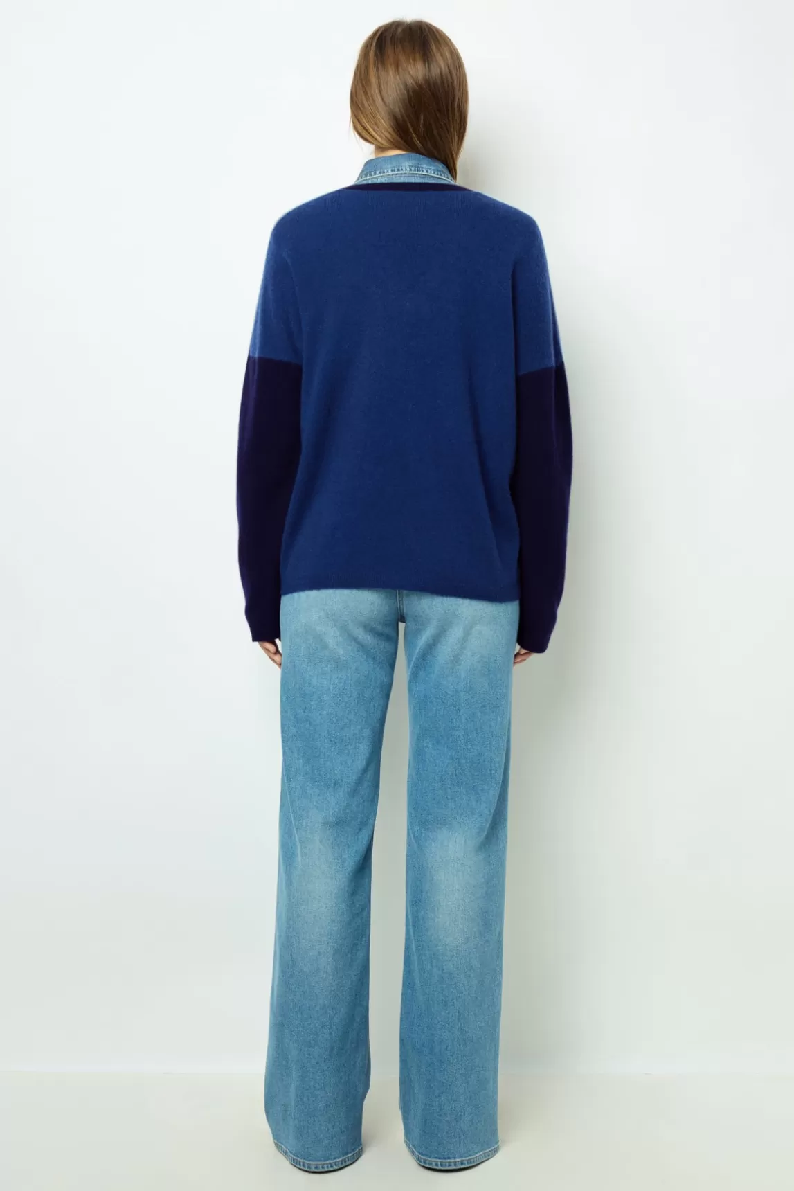 Flash Sale Gerard Darel Color block cashmere V-neck sweater - JALYA Encre