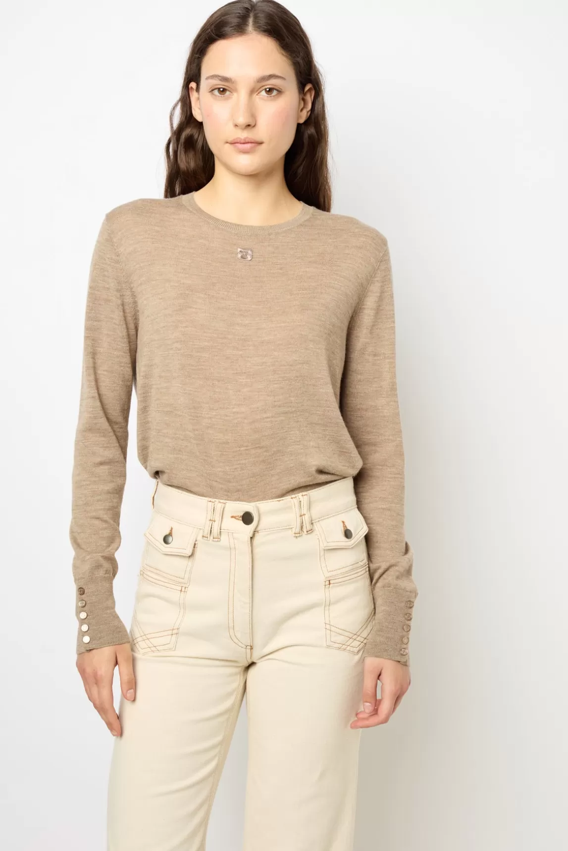 Clearance Gerard Darel Fine wool round neck sweater - JADE Beigerosé
