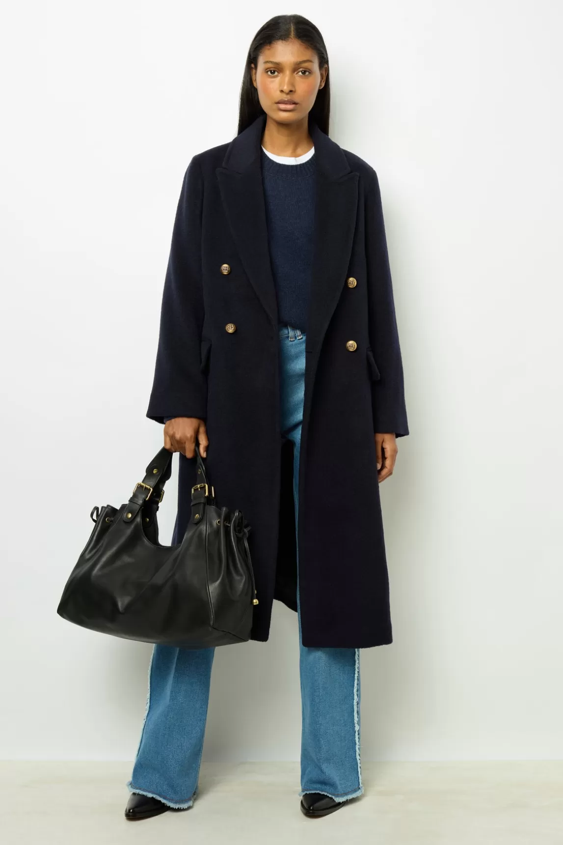 Fashion Gerard Darel Full-length coat in wool and alpaca blend - LARISSE Marine