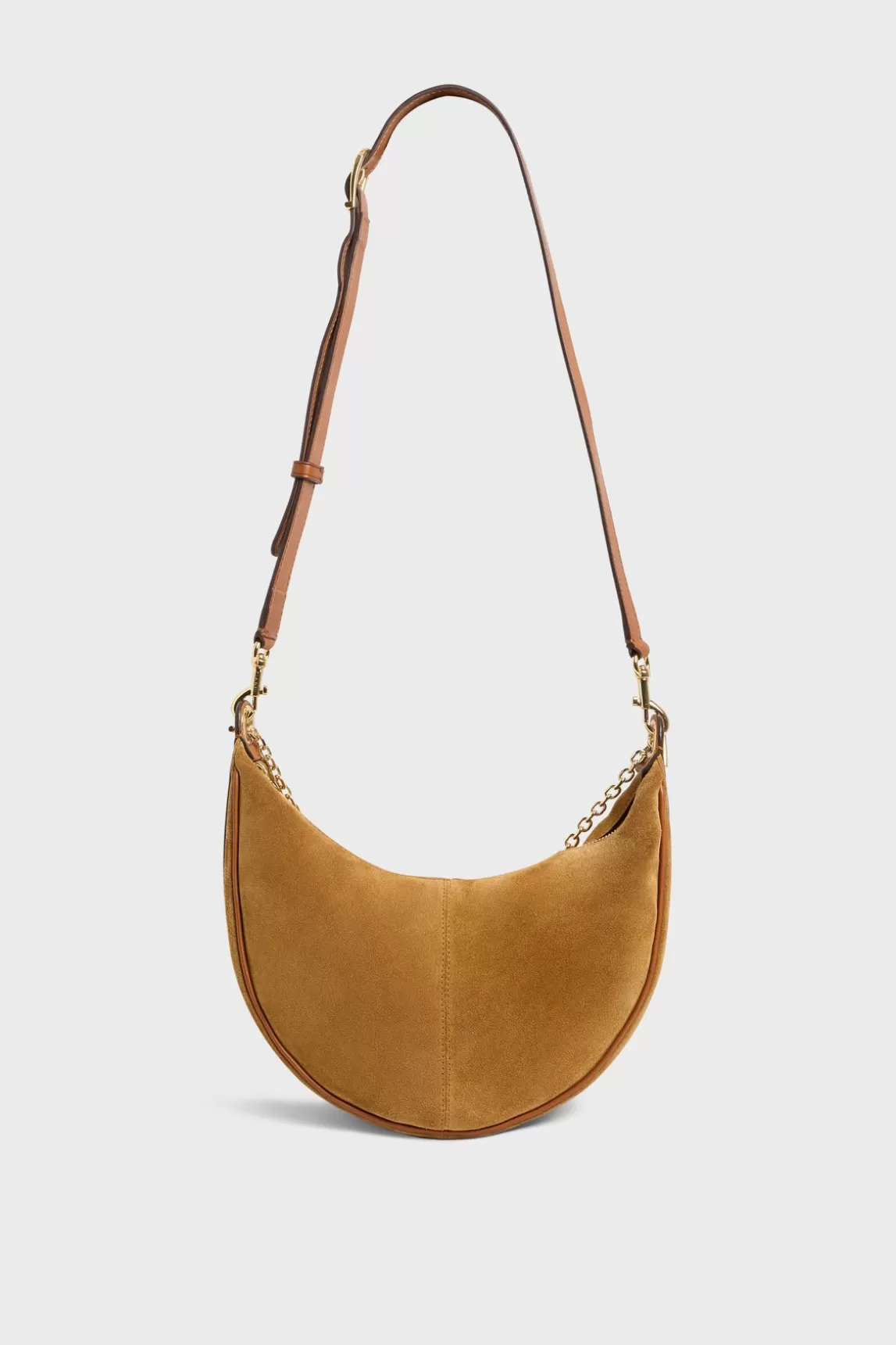 Hot Gerard Darel Half-moon bag in suede leather - LE SUZANNE Blé