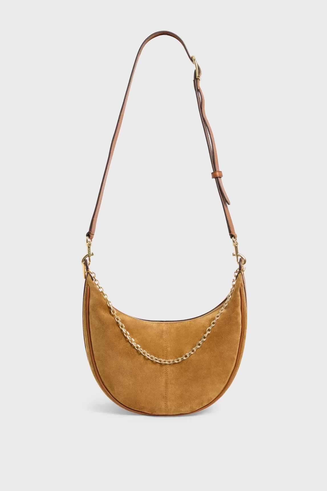 Hot Gerard Darel Half-moon bag in suede leather - LE SUZANNE Blé