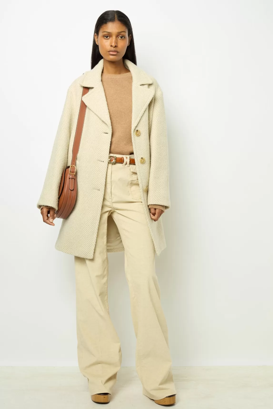 Best Gerard Darel Herringbone loose coat - LEONETTE Naturel