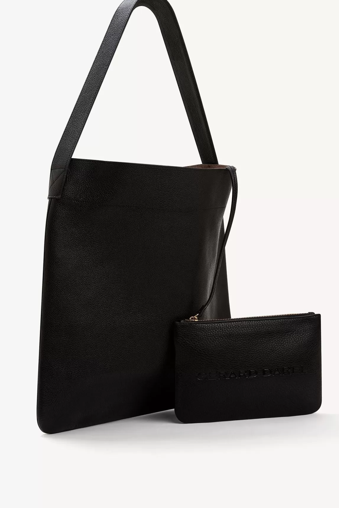 Fashion Gerard Darel Hobo bag in grainy leather metallic inside - LADY Black