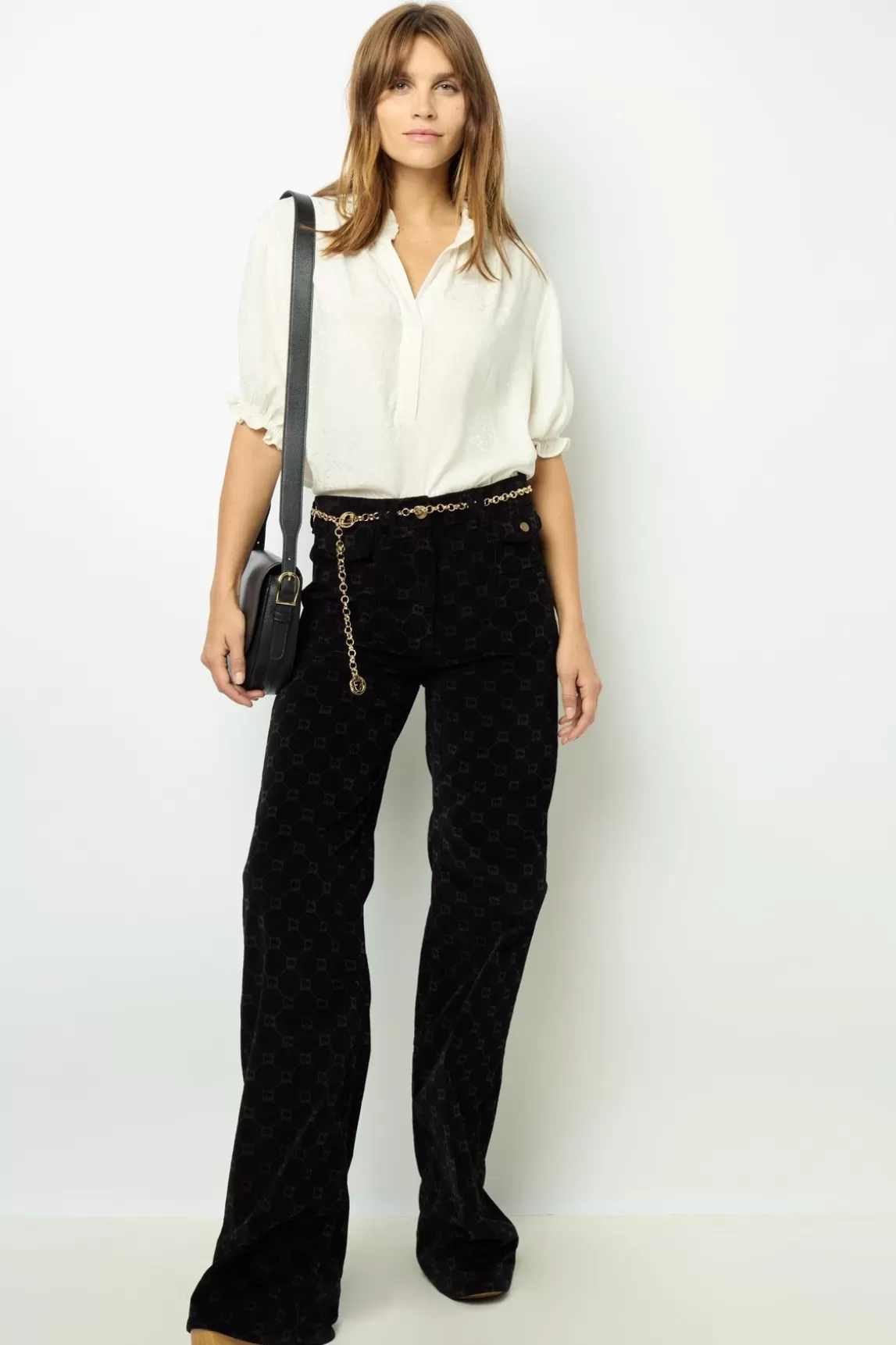 New Gerard Darel Jacquard blouse with ruffles - BEATRICE Ecru