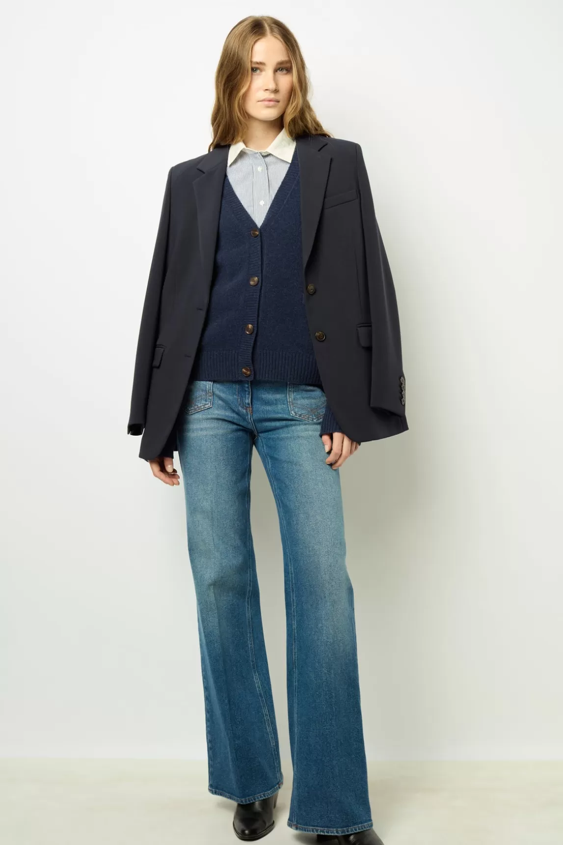 Outlet Gerard Darel Loose-fitting V-neck cardigan - JEANETTE Indigo