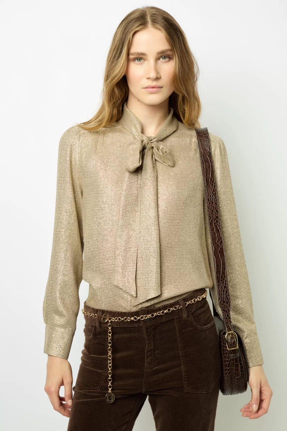 Flash Sale Gerard Darel Lurex shirt with lavaliere collar - BESSIE Or