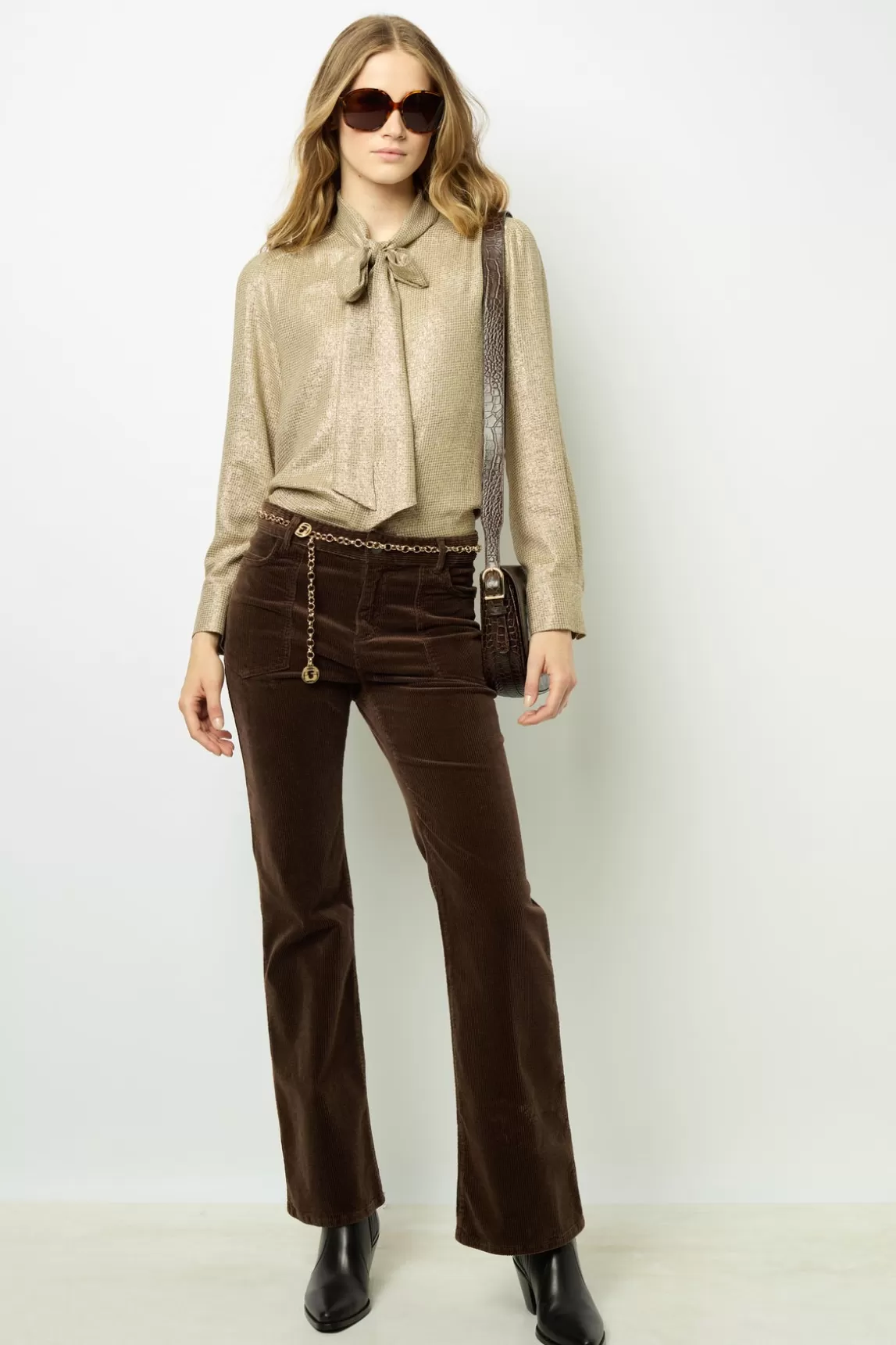 Flash Sale Gerard Darel Lurex shirt with lavaliere collar - BESSIE Or