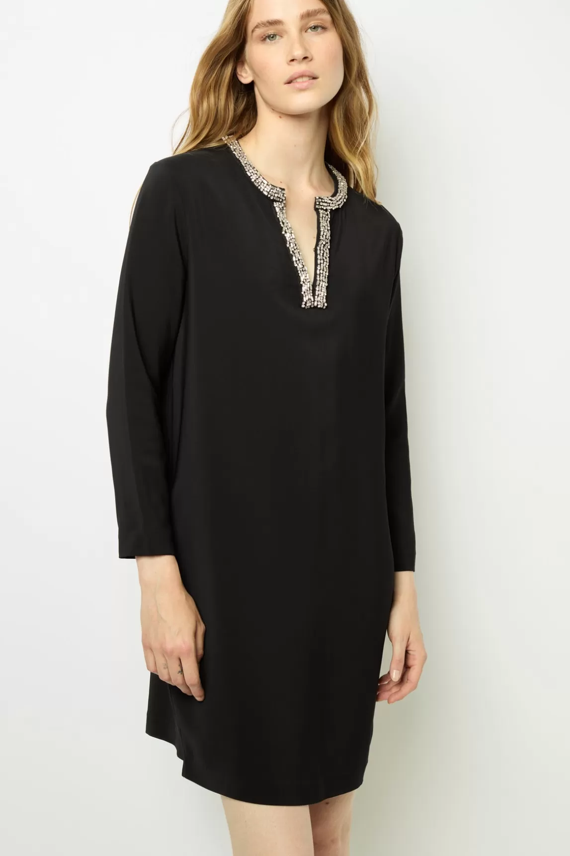 Outlet Gerard Darel Mini dress with jewel collar - STERNA Noir