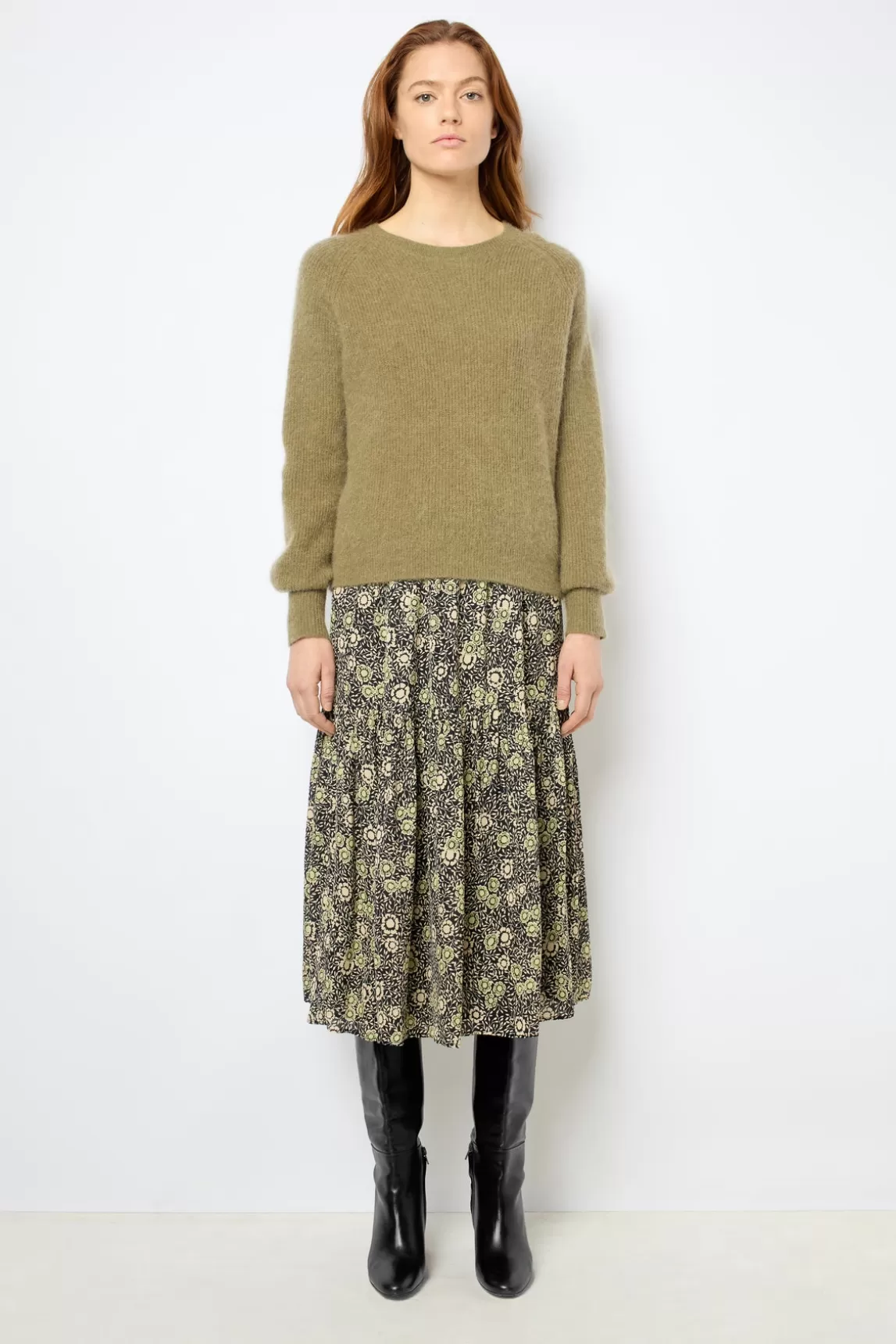Clearance Gerard Darel Mohair round neck sweater- JOLINA Kakiclair