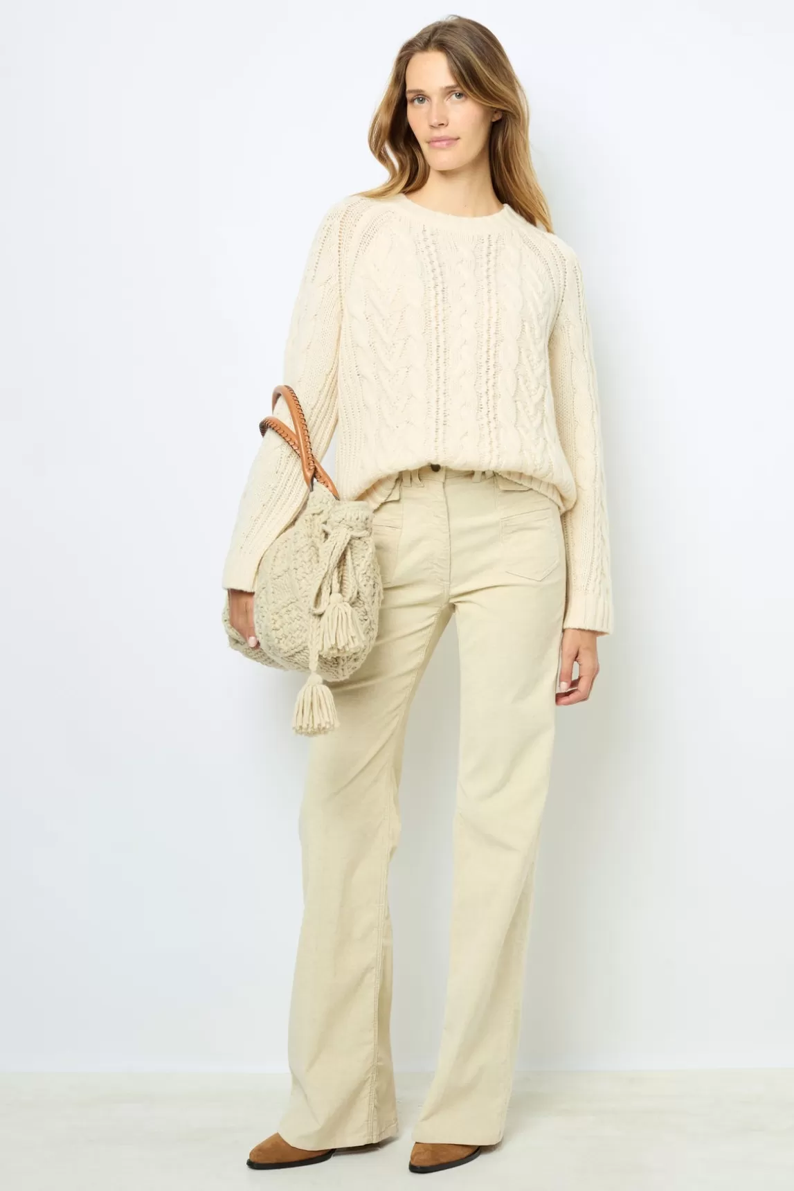 Sale Gerard Darel Natural velvet flare pants - ANNA Ecru