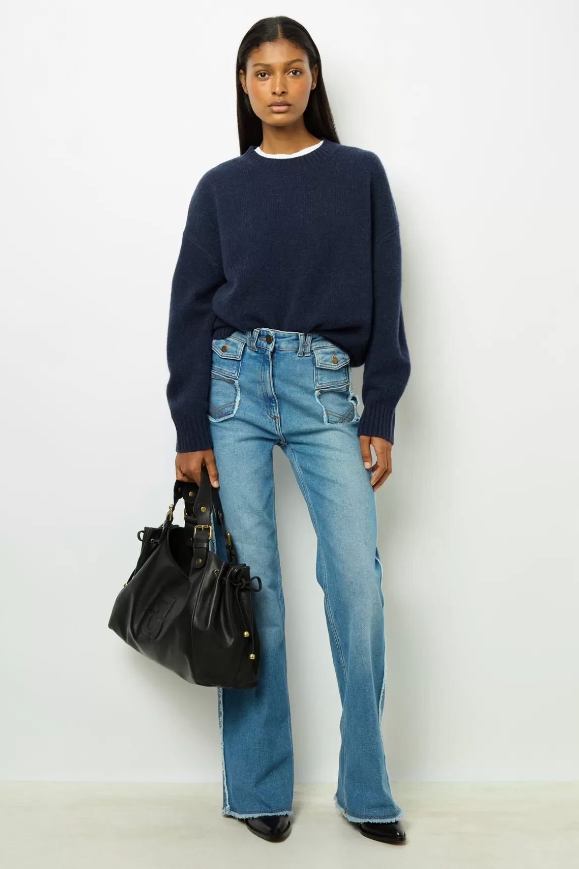 Shop Gerard Darel Oversized wool sweater - JEANNIC Indigo