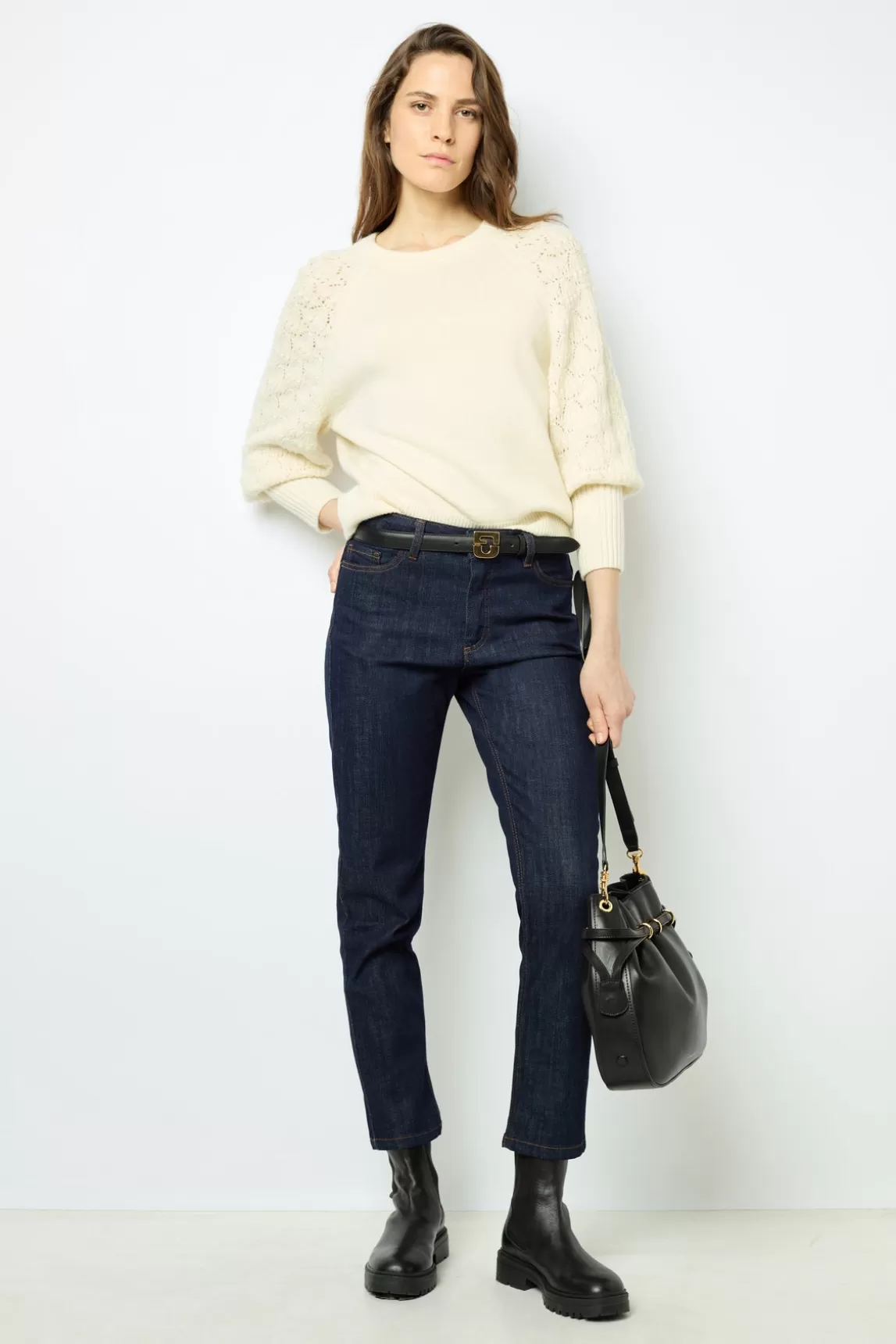 Outlet Gerard Darel Pullover with openwork sleeves - JOELYNE Ecru