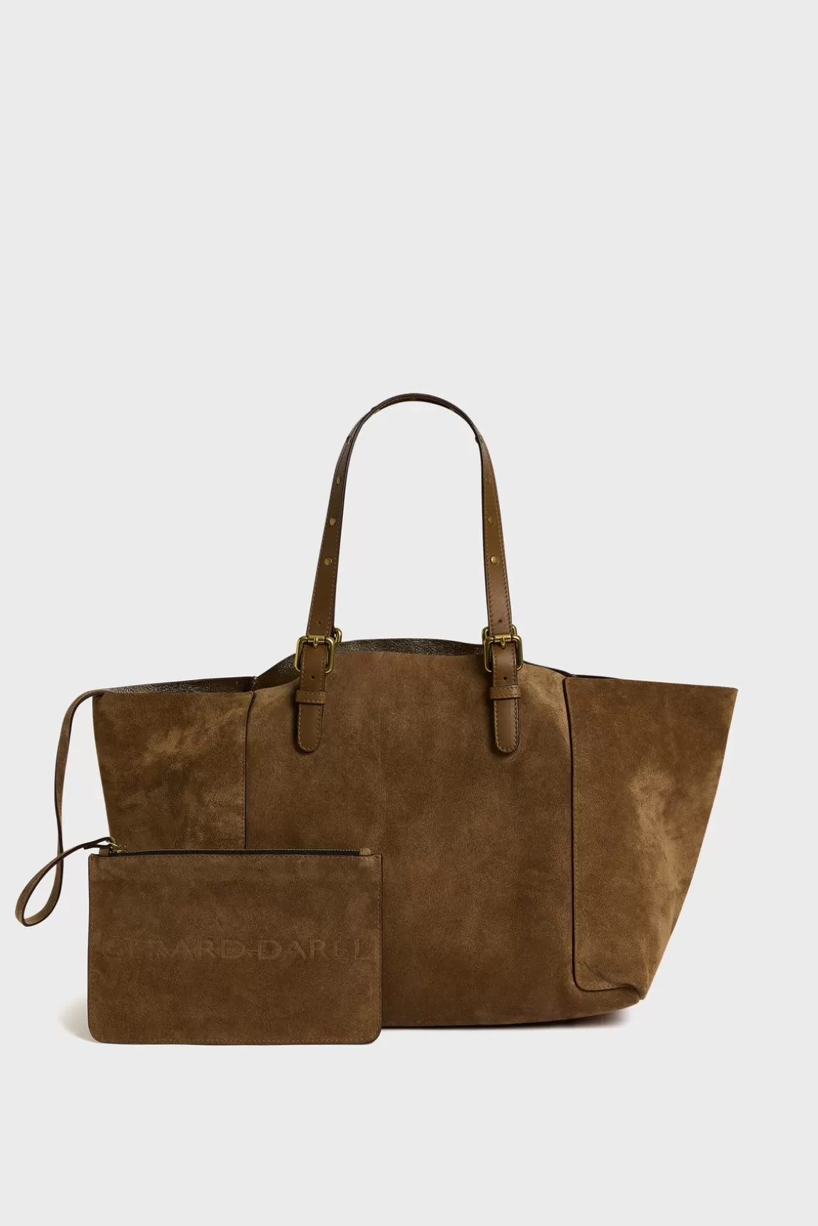 Fashion Gerard Darel Shopping bag in suede leather metallic inside - SIMPLE BAG Toundra