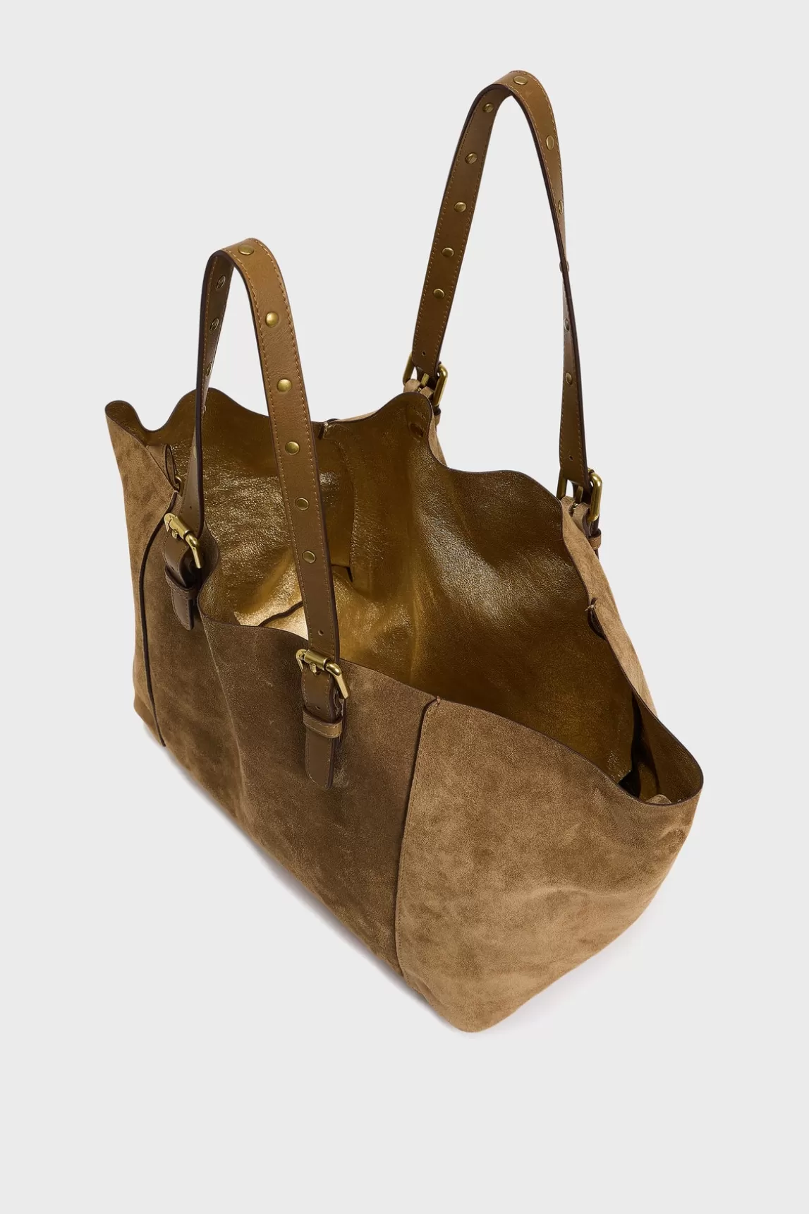 Fashion Gerard Darel Shopping bag in suede leather metallic inside - SIMPLE BAG Toundra