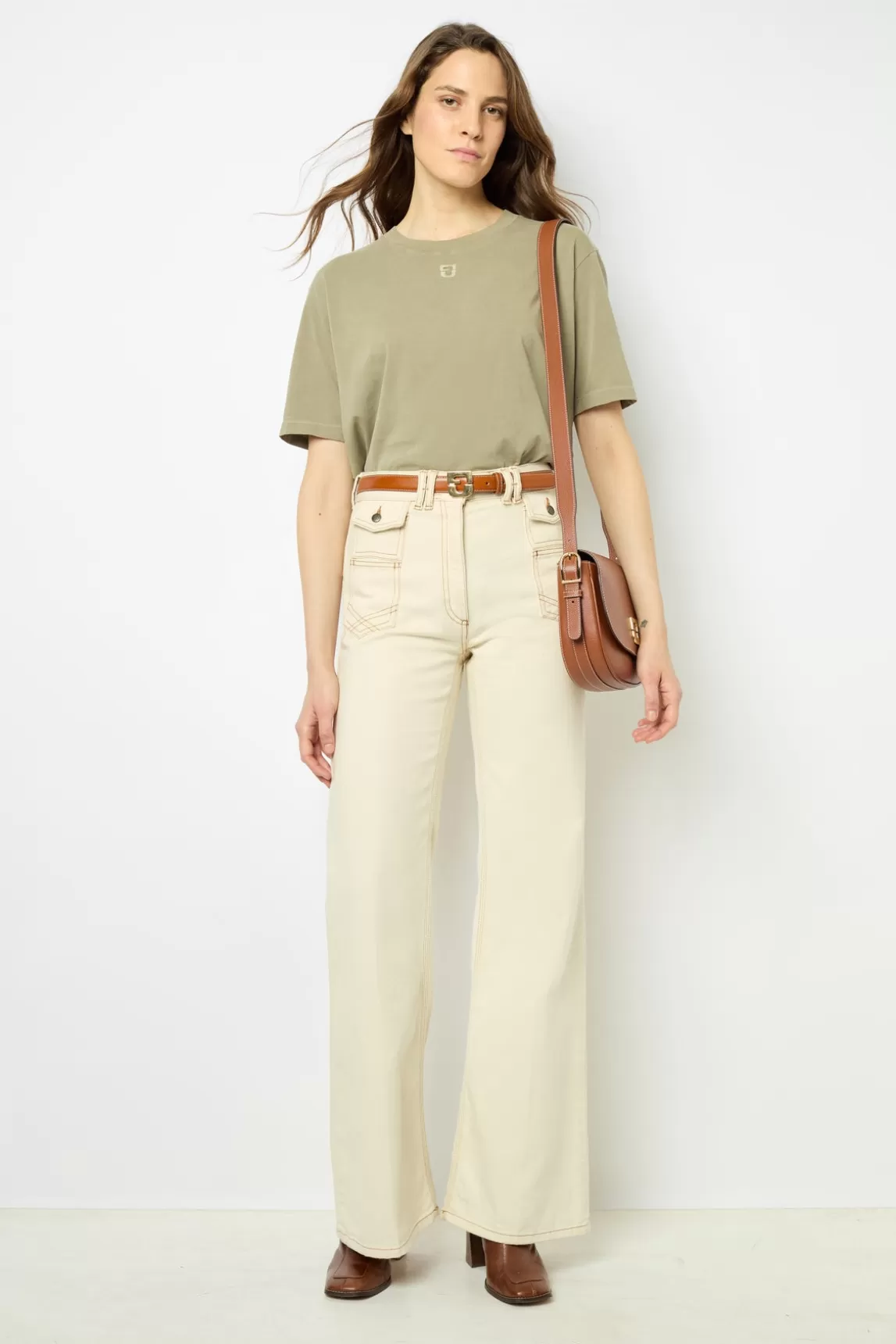 Shop Gerard Darel Short sleeves T-shirt with a logo - AZEMIA Kakiclair