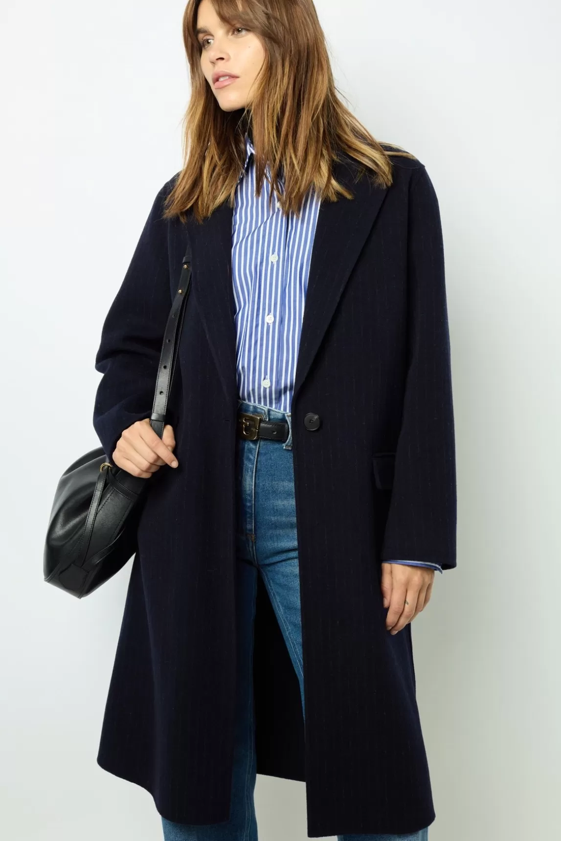 Clearance Gerard Darel Straight cut coats with fine stripes - LASSIA Marine