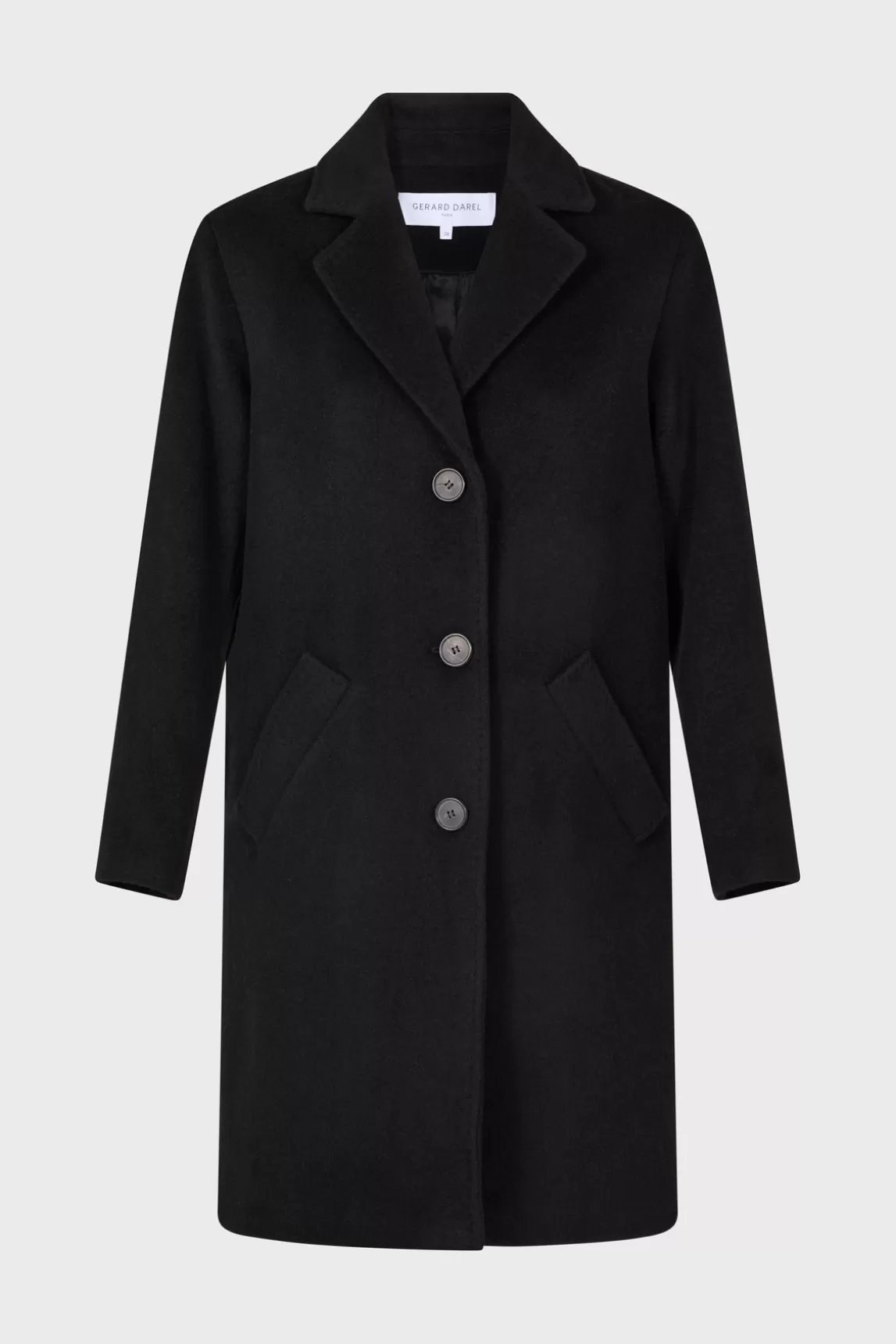 Fashion Gerard Darel Straight cut wool and angora coat - SALISHA Black