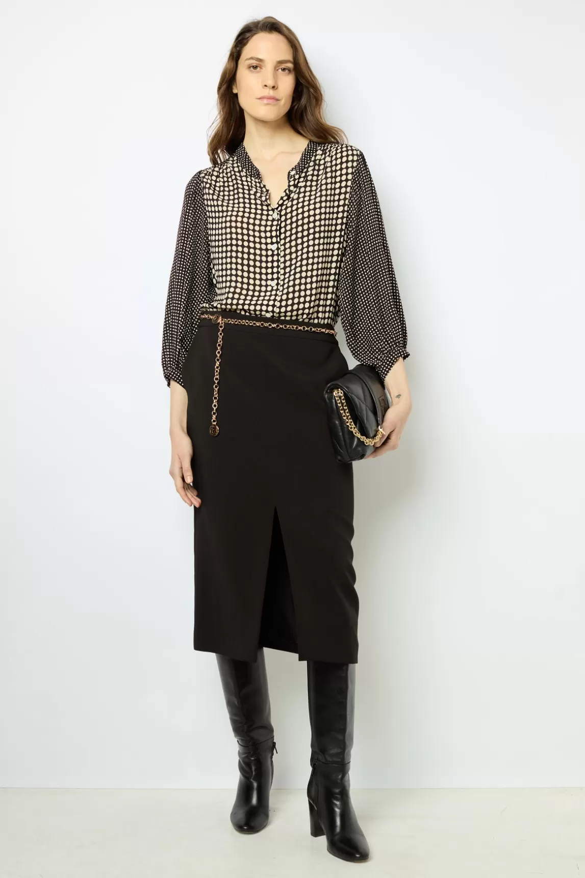 Outlet Gerard Darel Straight mid-length skirt - CLAIRVIE Noir