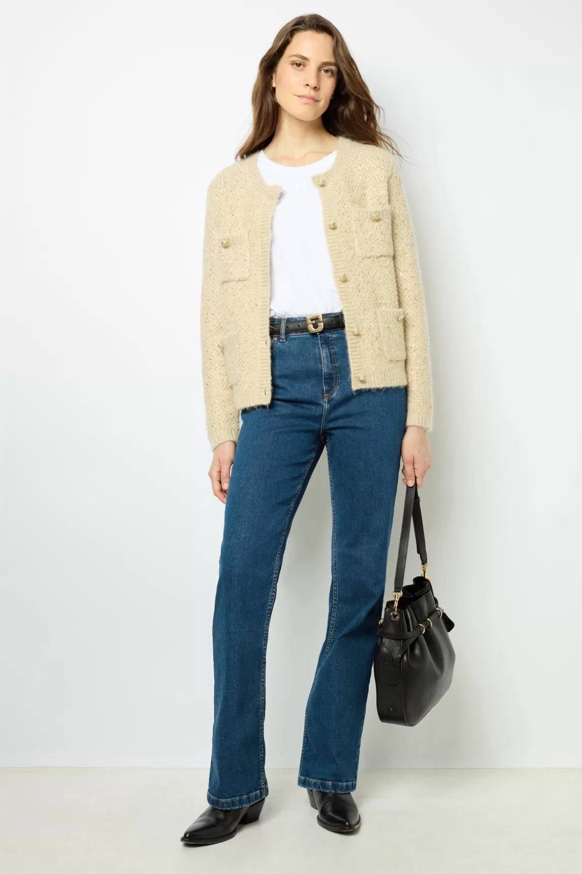 Outlet Gerard Darel Thick cardigan with sequins - JANELLY Or