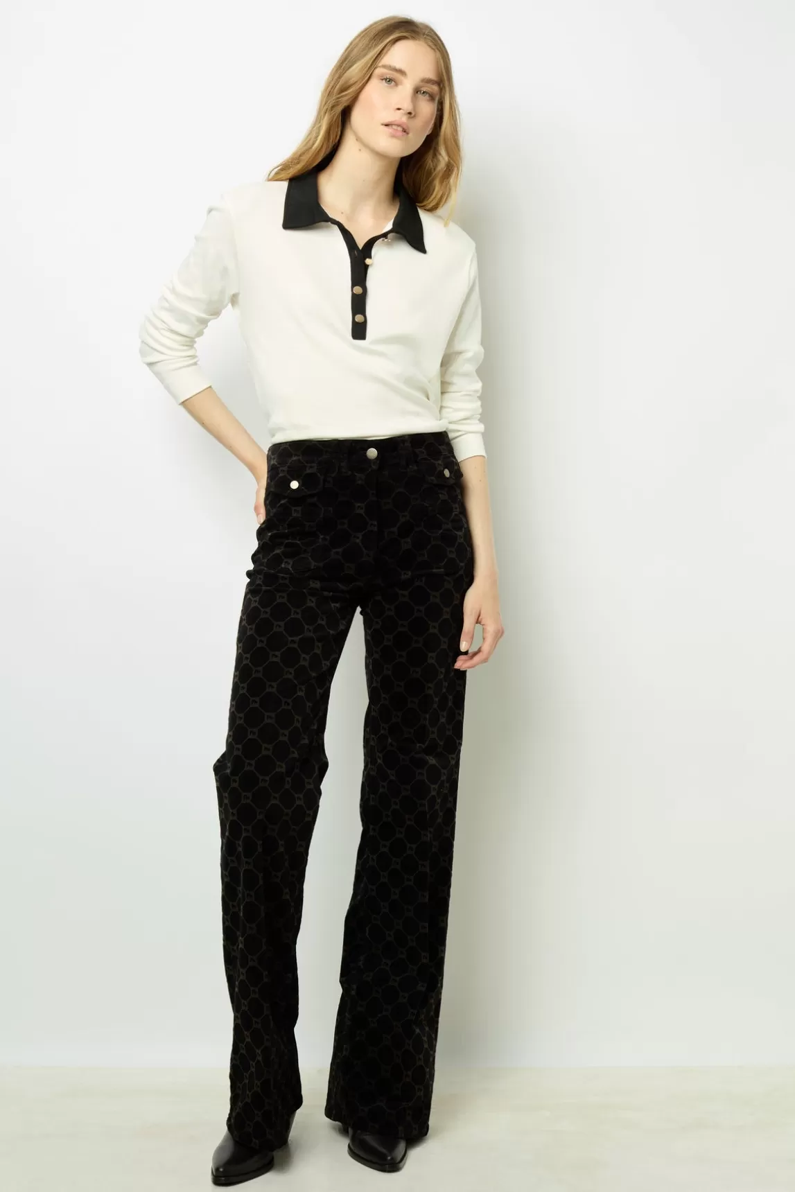 New Gerard Darel Two-tone cotton polo shirt - ALFREDINE Ecru