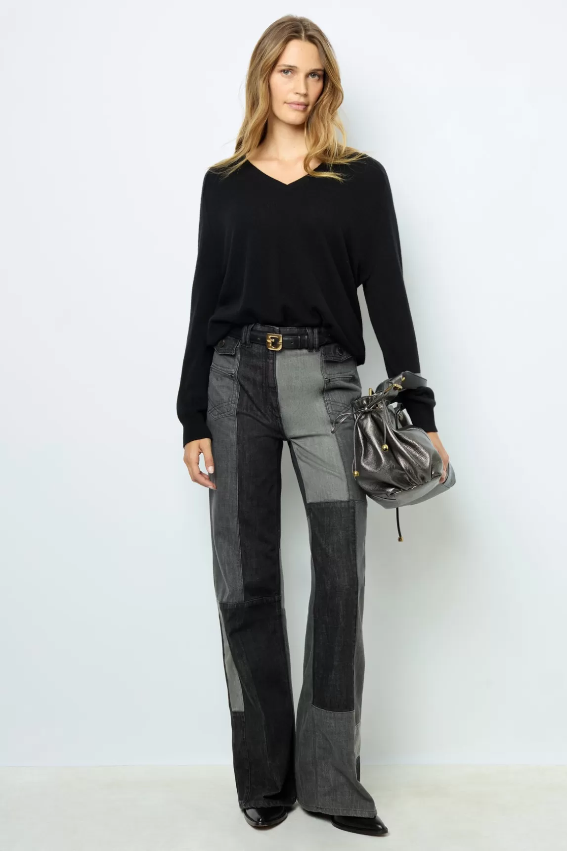 Outlet Gerard Darel V-neck cashmere sweater - LILIROSE Black