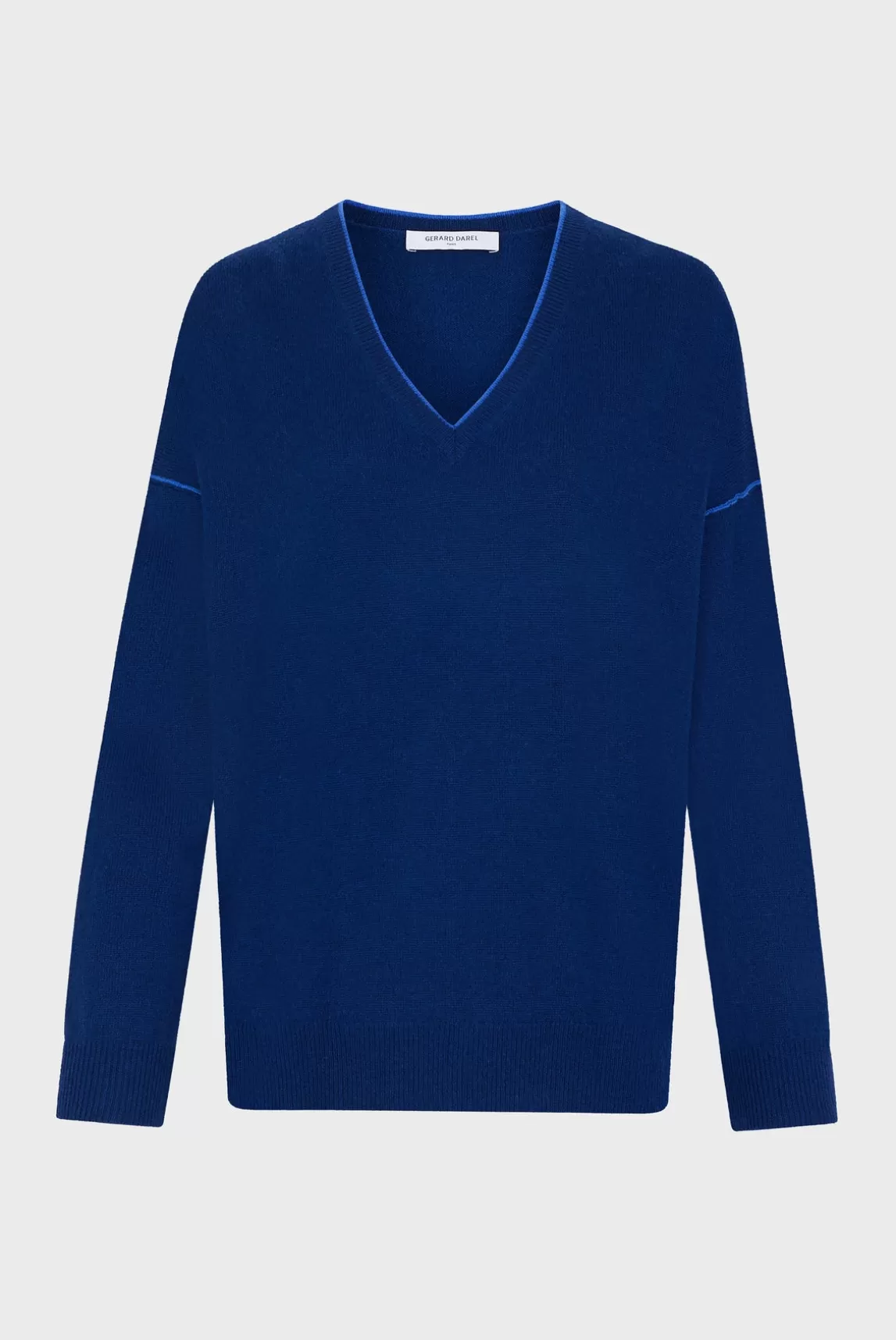 Store Gerard Darel V-neck cashmere sweater with colored seams - LYME Encre