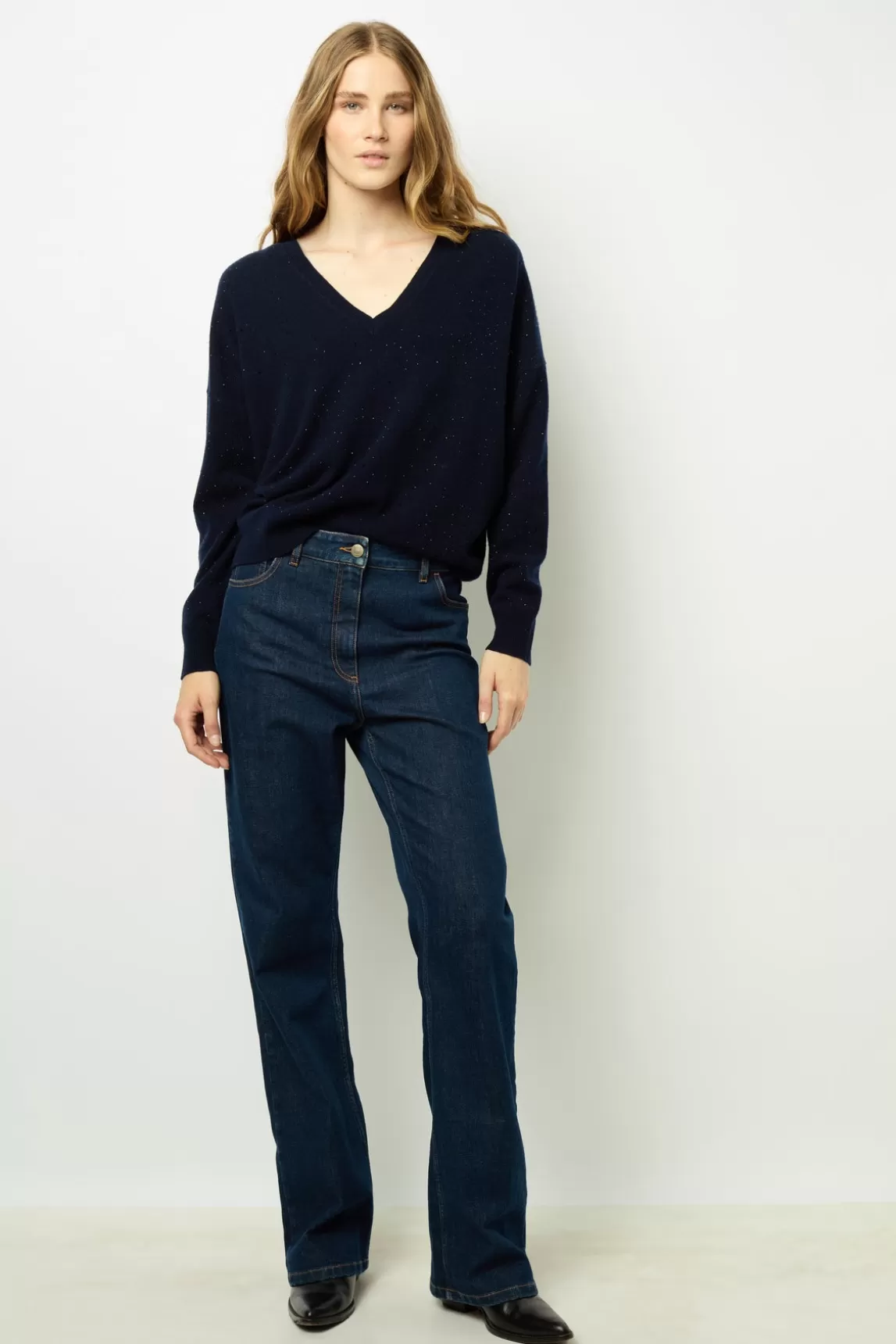 New Gerard Darel V-neck sweater with rhinestone - JOHANNE Marine