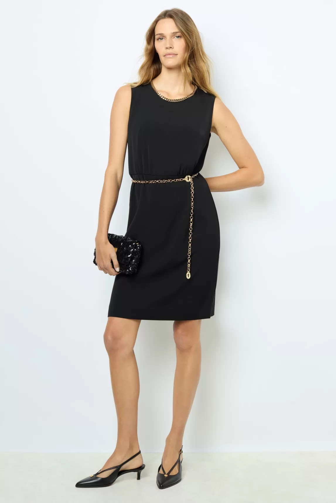 Outlet Gerard Darel Waisted dress with gold chain - SAYANNA Noir
