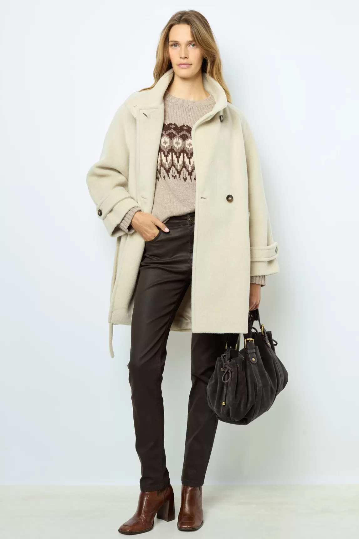 New Gerard Darel Waisted mid-length coat - LOUISE Ecru