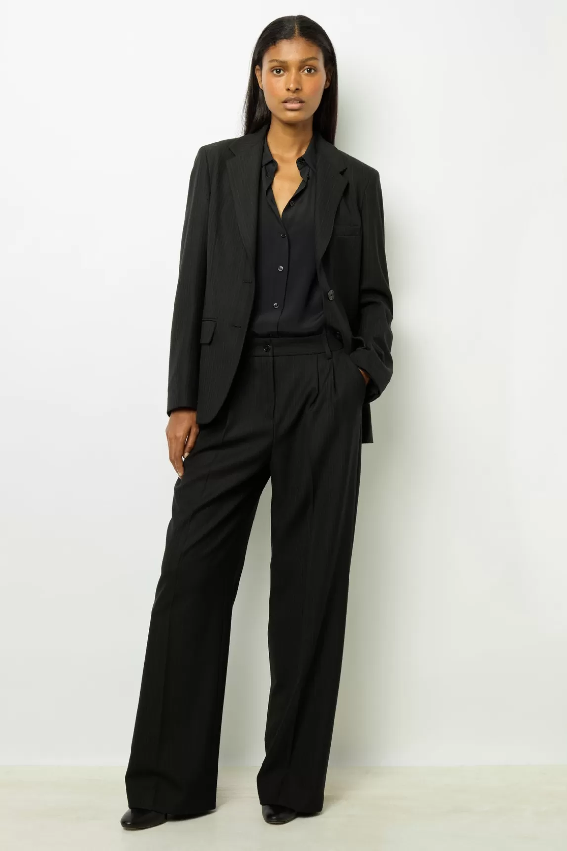 Online Gerard Darel Wide-leg pants with fine stripes - NIEVES Noir