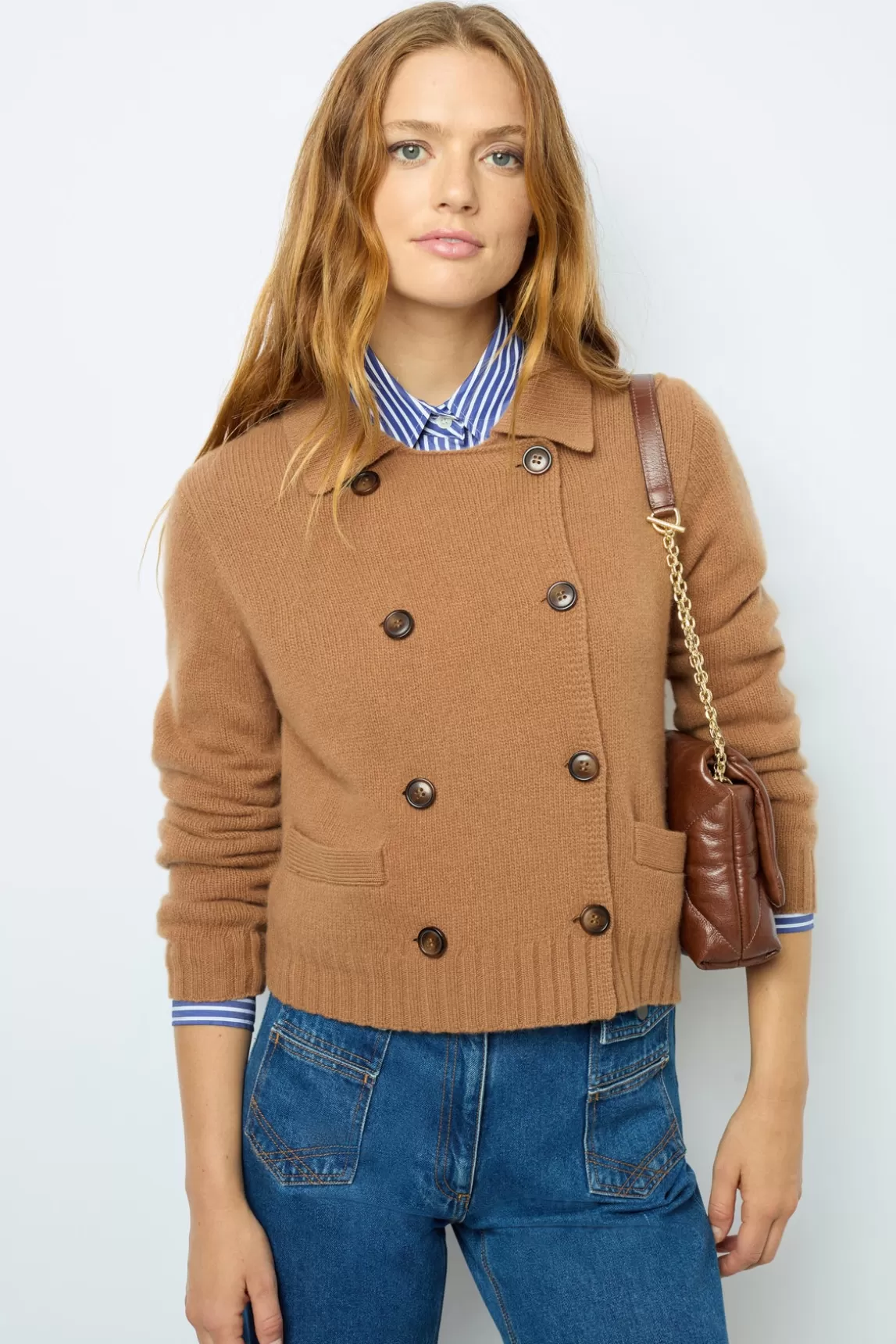 Online Gerard Darel Wool and cashmere double-breasted cardigan - JIHANNE Camel