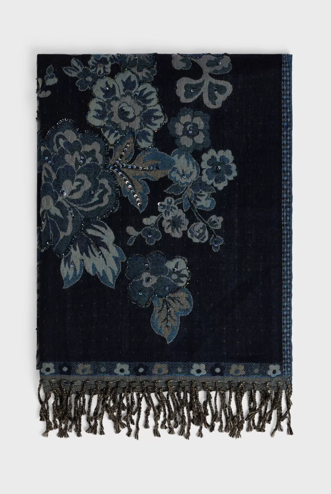Online Gerard Darel Wool scarf"])self.__next_f.push([1," with large flower print - DORINE Marine